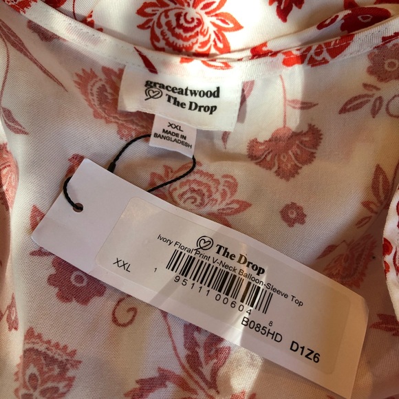NWT Grace Atwood The Drop Ivory Floral Blouse XXL - Picture 4 of 13